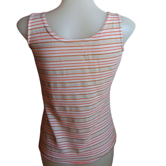 1OF1 Women's Medium Vintage Orange Striped Tank Top Sleeveless Casual Scoop Neck - Picture 3 of 7